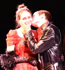 Emily Langfield (left) as Michelle Pomodoro and Sam Fitterer as Tim Stack in “The Ransom of Miss Elverna Dower,” opening Friday at Lincoln High School.